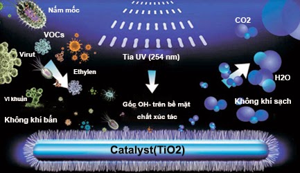 Xử lý ô nhiễm không khí bằng vật liệu xúc tác quang hóa - nano TiO2.